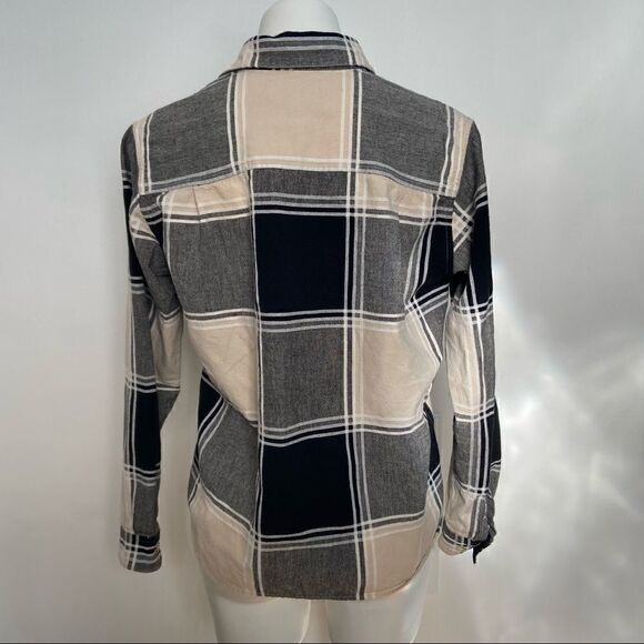 Neutral Plaid button down  - Picture 5 of 9